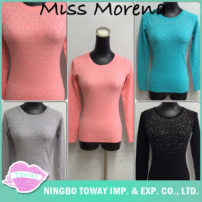 Hot Sale Bottom Beading Pink Ladies Women Fashion Knitwear Online